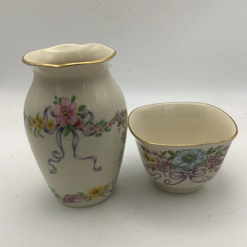 Vintage Lenox The Constitution  Limited Edition Floral Vase and  Treat Bowl